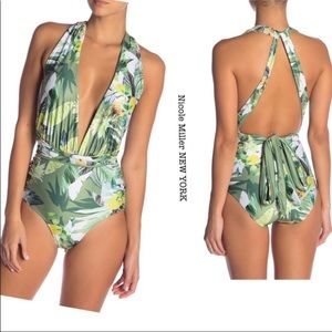Nicole Miller Tropical Print Convertible One Piece